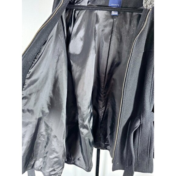 Venezia Coat Wool Blend Black W Gray Faux Fur Collar SZ 26/28 - Picture 6 of 11